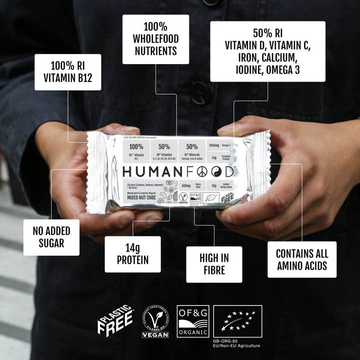 Human Food – wholesale Snack bar – Mixed Nut Choc - Organic Wholefood Bar - Human Food2