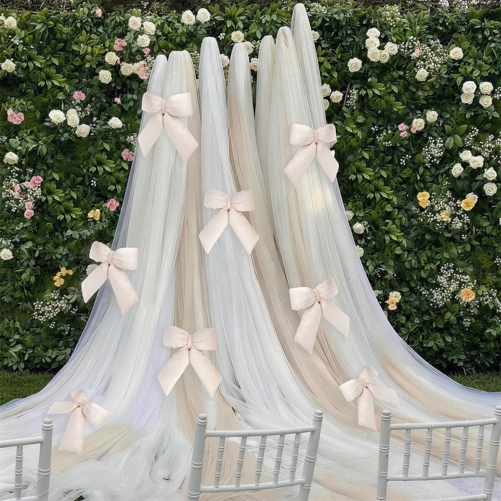 LA Ribbons Wholesale - Wholesale Bow - Gift Wrapping - 12" x 15.5" Puffy Velvet Bow | Puffy Edge | Pearly Pink with Metallic3