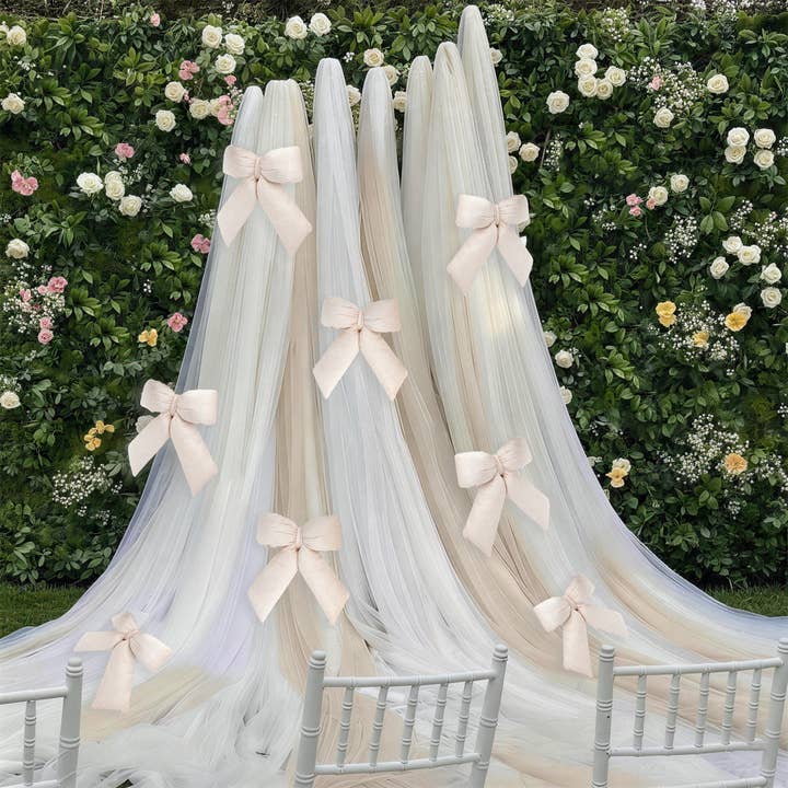 LA Ribbons Wholesale - Wholesale Bow - Gift Wrapping - 12" x 15.5" Puffy Velvet Bow | Puffy Edge | Pearly Pink with Metallic
3