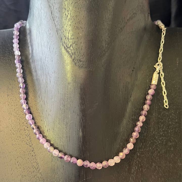 Three jax - Wholesale Beaded/pearl necklace - Amethyst Faceted Gemstone Necklace 9252