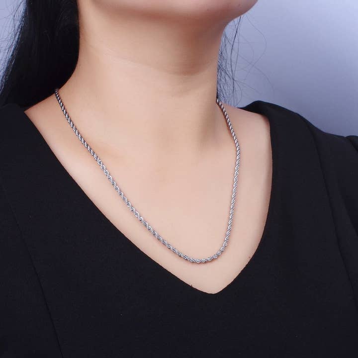 Aim Eternal - Wholesale Link & Chain Necklace - Unisex Chain Necklace, Rope Chain Necklace Gold Twist Chain, 3mm Rope Chain 18" 19.5" Necklace | WA-1520 WA-1521 WA-1522 WA-1523 Clearance Pricing3