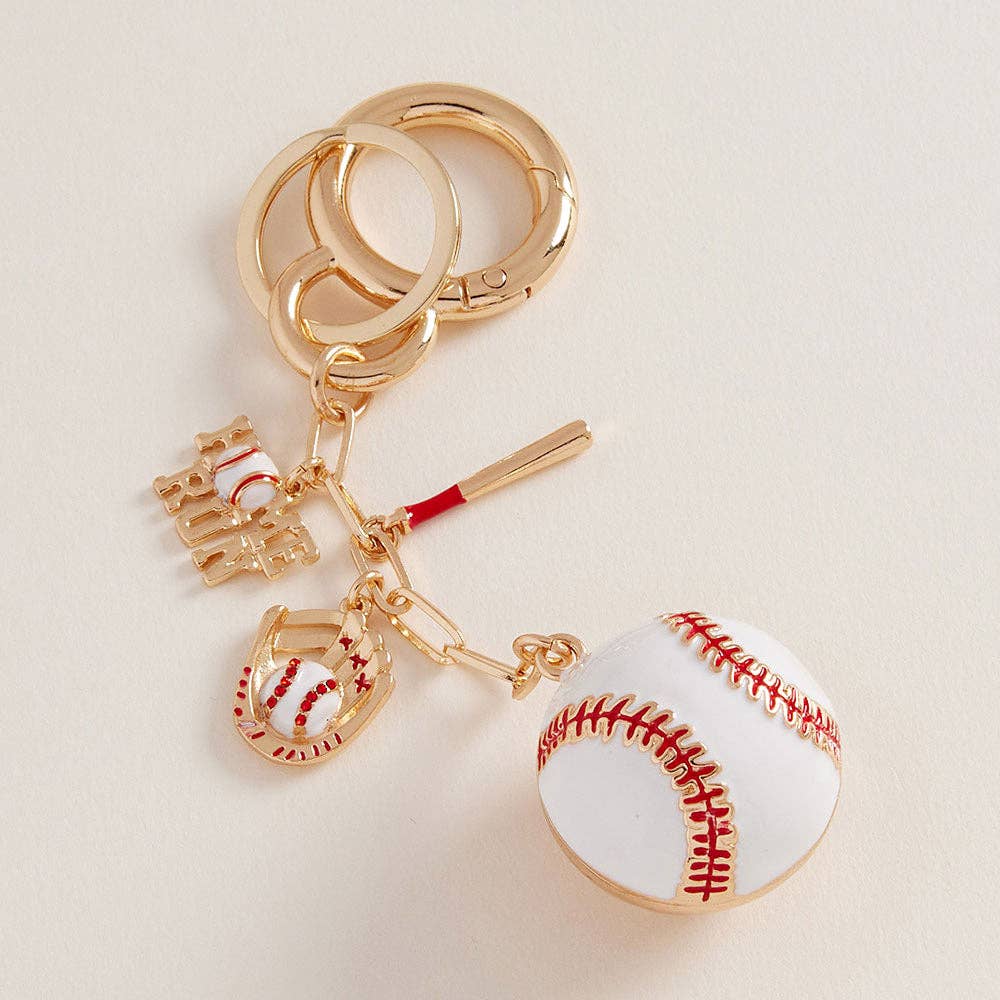 Red White Baseball Keychain / Bag Charm for wholesale on Faire0