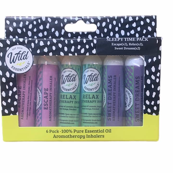 Wild Essentials - Wholesale Aromatherapy Inhaler - Sleepy 6 Assorted Aromatherapy Inhalers w/ essential oils1