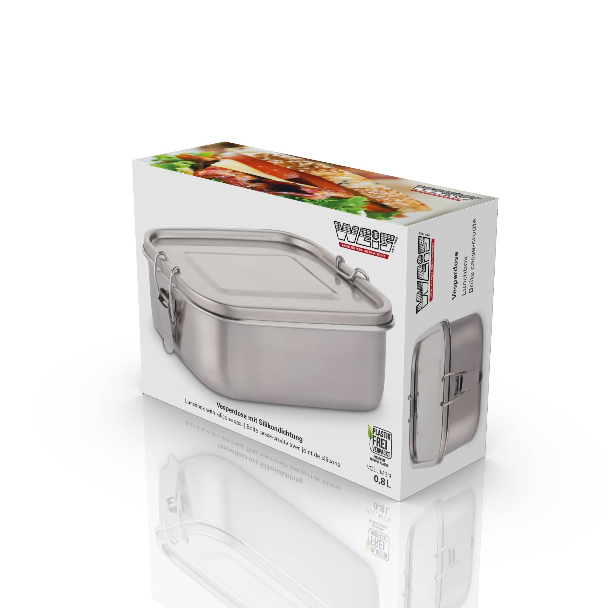 Karl Weis - Wholesale Food Storage Container - Small stainless steel lunchbox with seal and divider 0.8l3