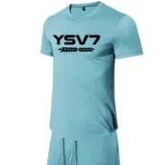 MENS TEAL BLUE FITTED SHORT SET for wholesale by YSV7