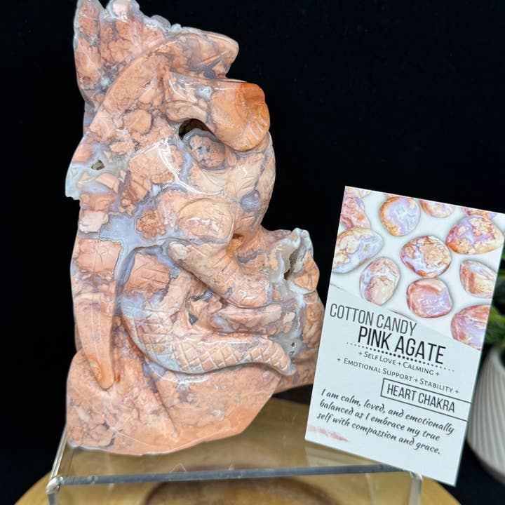 Gorgeous druzy cotton candy pink agate dragon castle F976 for wholesale by The 7 Directions