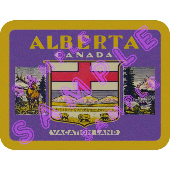 Autocollant vinyle style rétro / vintage ALBERTA Canada AB8 pour la vente par Hilda74 Retro Designs