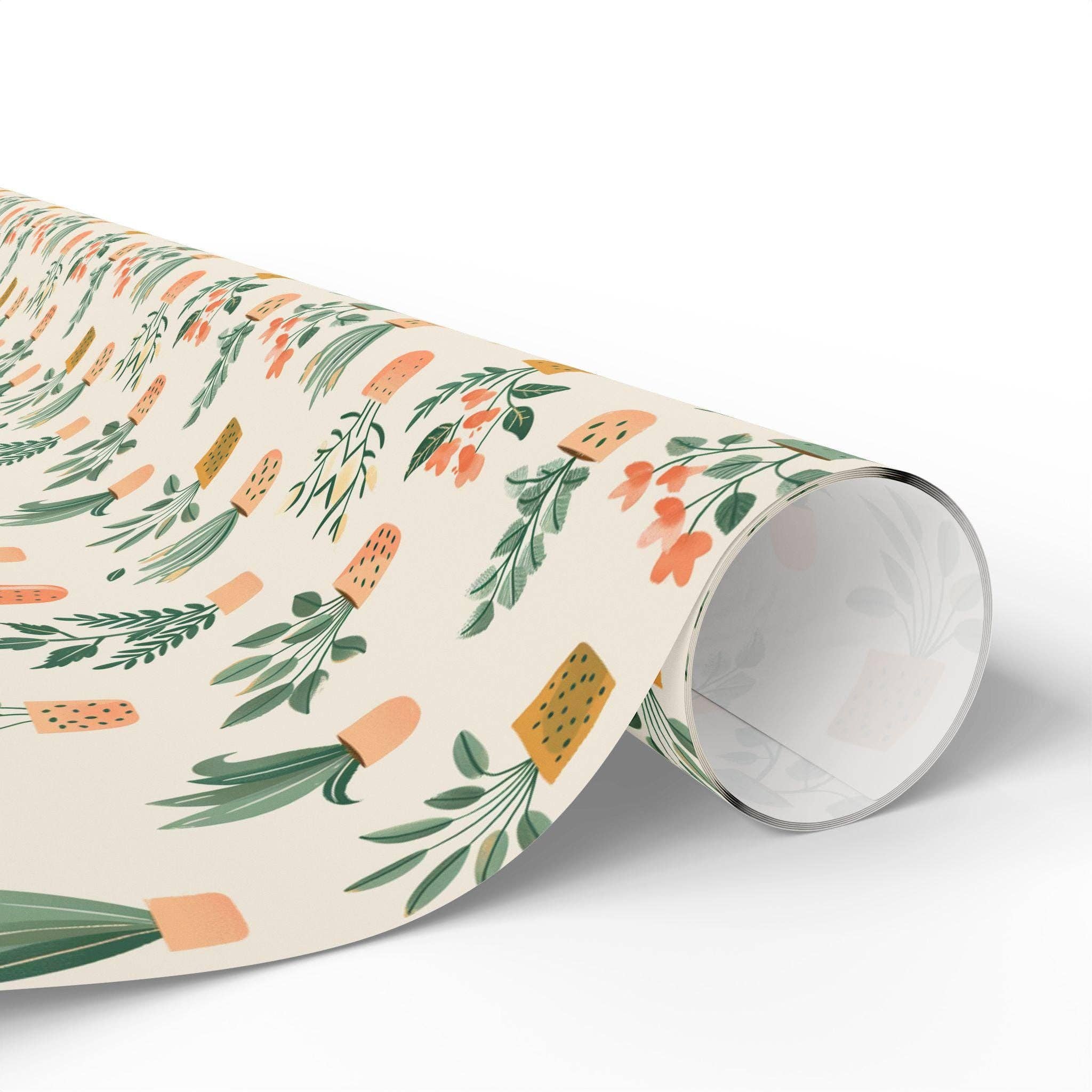 OhhhSoPeachy – Engroshandel Gavepapir – Planteelsker Blomstret Gavepapir, Miljøvenligt Saftig Indpakningspapir til Fødselsdag, Bryllup, Ferie, Alsidigt Dekorativt Papir4