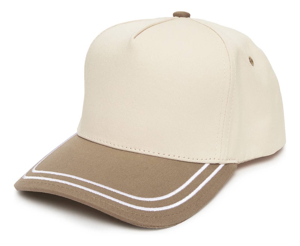 Funky Junque - Wholesale Trucker hat – Unisex - Embroidered Brim Two Tone Trucker Hat - Khaki/Beige