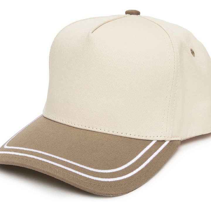 Funky Junque - Wholesale Trucker hat – Unisex - Embroidered Brim Two Tone Trucker Hat - Khaki/Beige0