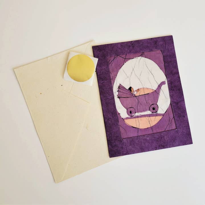 Baby Pink Batik Note Card for wholesale by Eclectic Woodchuck