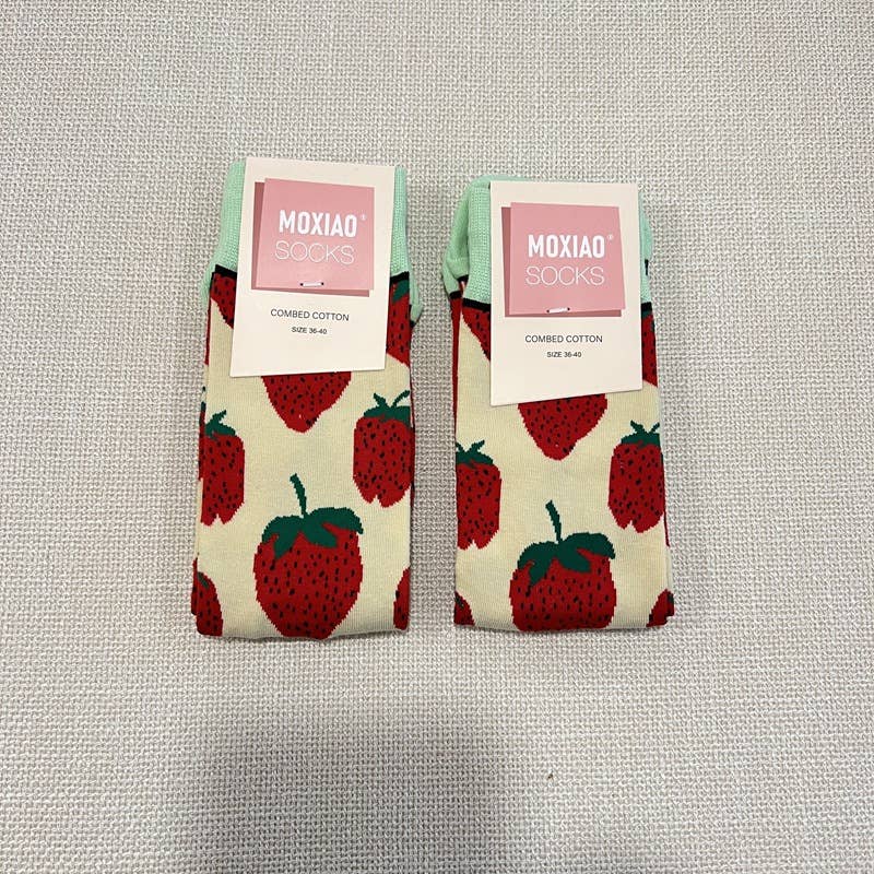 Tourtiwi - Vendita all'ingrosso Calzini - Donna - Calzini alla caviglia con motivo artistico colorato di tulipani e fragole.16