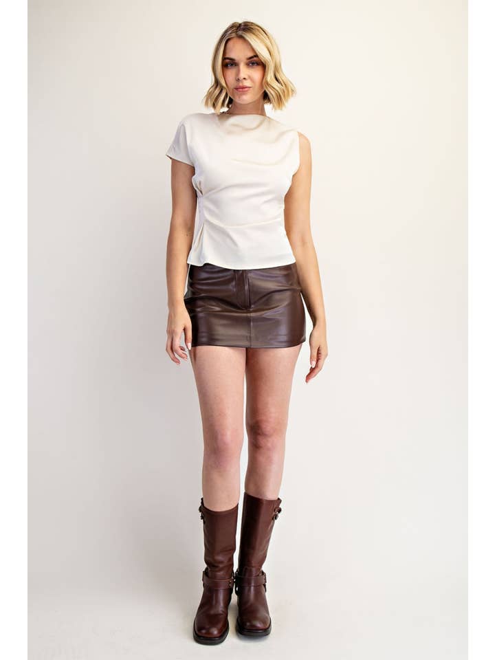 Edit by Nine - Wholesale Blouse - Women's - Asymmetrical Boat Neck Satin Woven Top7