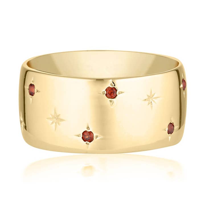 Stellar Garnet Cigar Band Ring for wholesale by Linda Tahija Jewellery