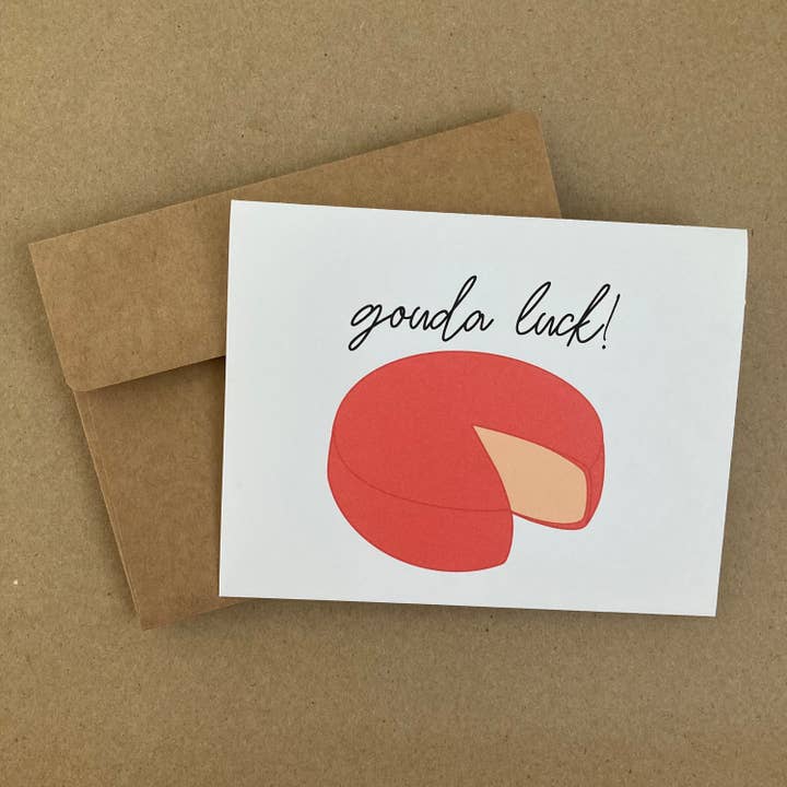 Gouda Luck - Greeting Card for wholesale by Longoria Doodles