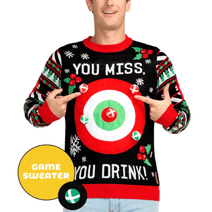 Drinking Game Ugly Christmas Sweater - Men's Holiday Apparel for wholesale by Tipsy Elves