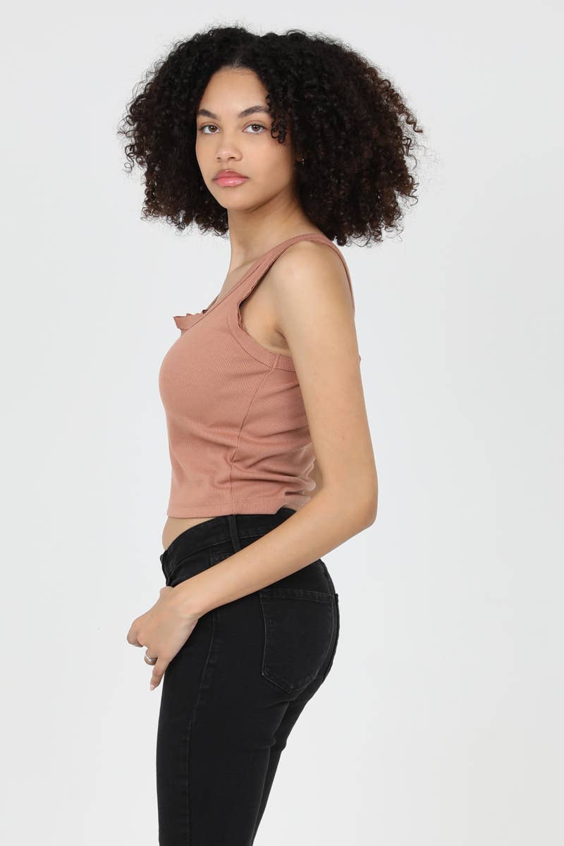 ANGIE - Wholesale Tank Top - Women's - X2DF9-ASIS NOTCH NECK RIB KNIT TANK TOP15