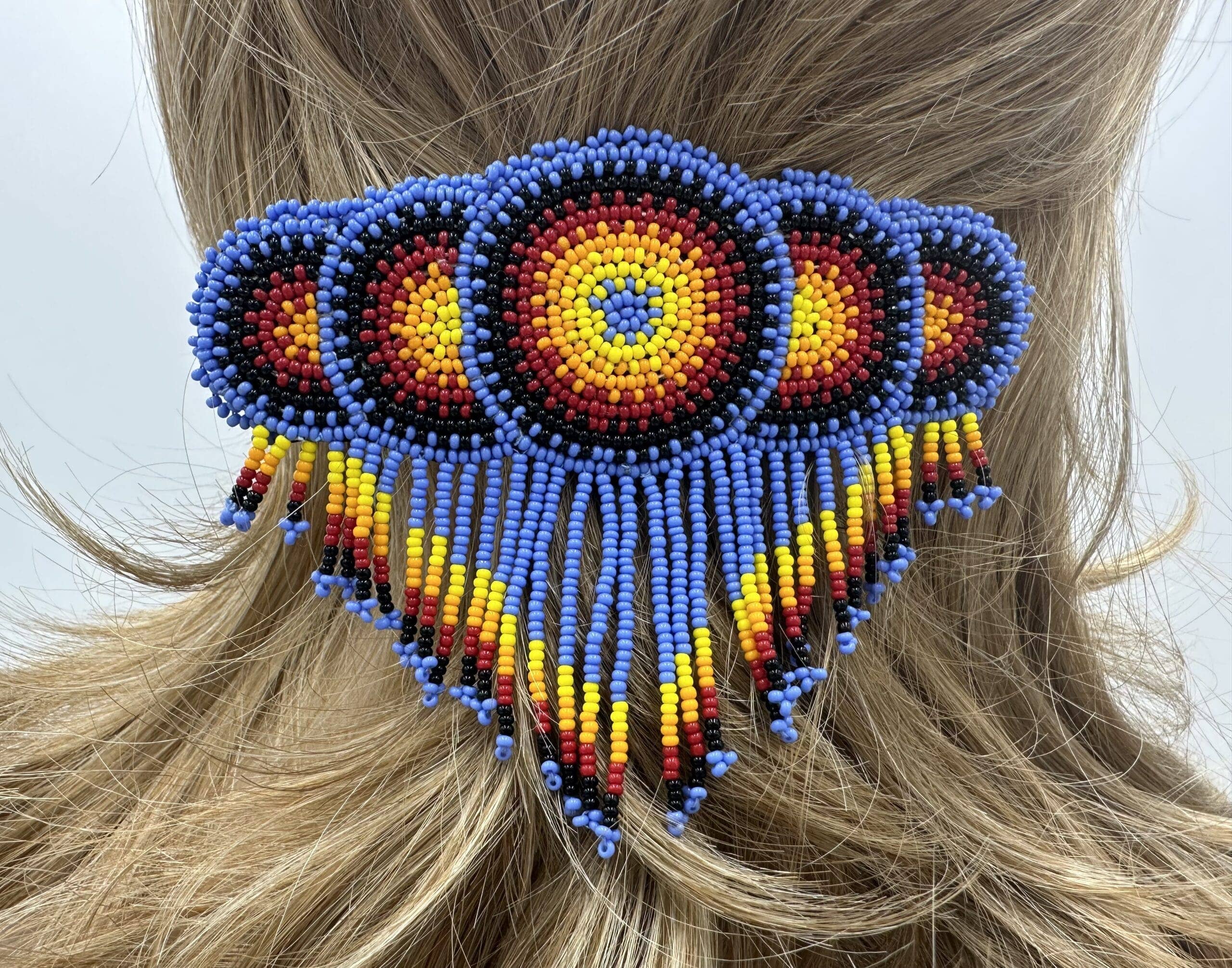 BEADS CORNER – wholesale Barrette – Women’s – Handmade beaded Lavender, Black Native style fringe French barrette3