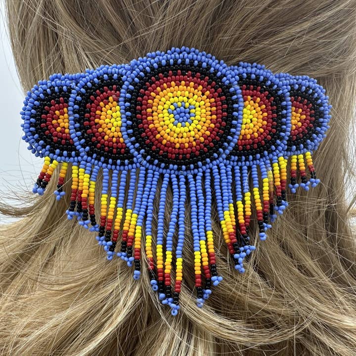 BEADS CORNER – wholesale Barrette – Women’s – Handmade beaded Lavender, Black Native style fringe French barrette3