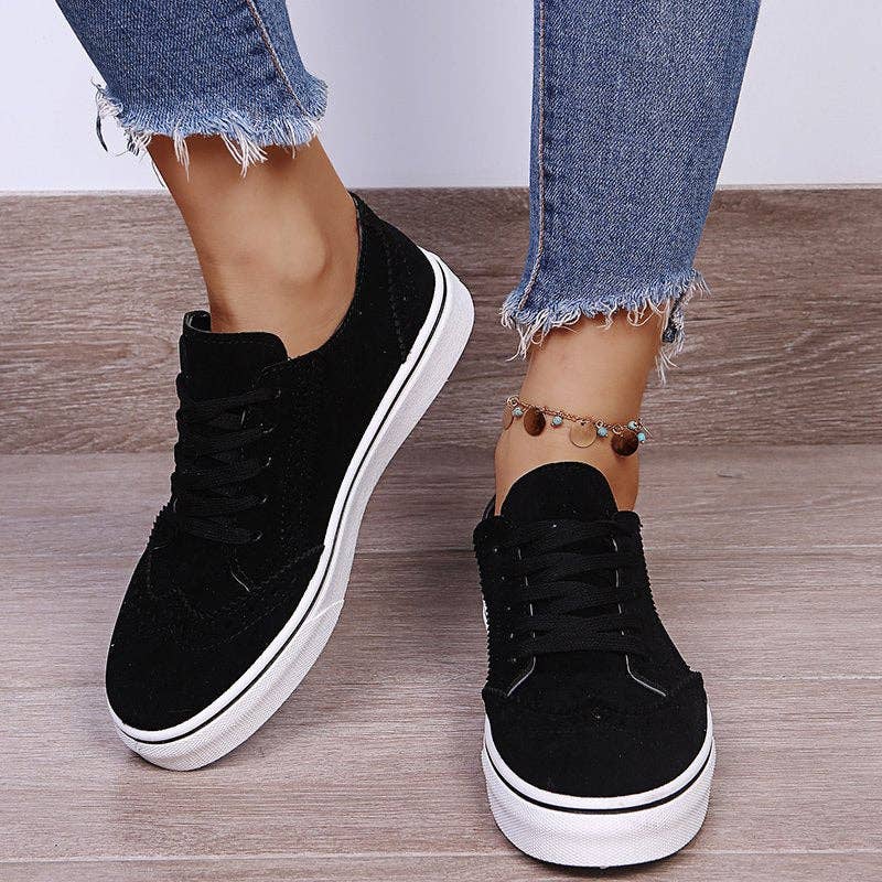 Beyond Apparel - Wholesale Lifestyle Sneakers - Women's - Suede Lace-Up Flat Sneakers4