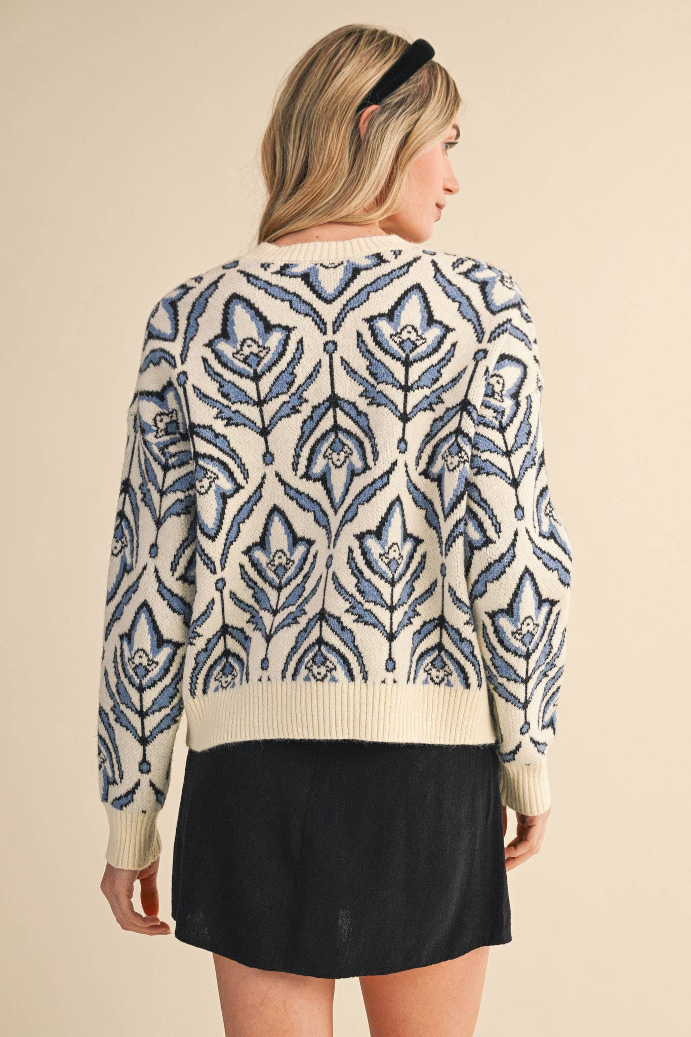 &MERCI - Wholesale Knit Sweater - Women's - FLORAL PATTERN KNIT SWEATER MSW1109520