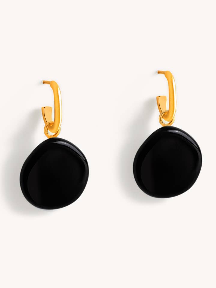 Flora Earring Bright Black – 18K Gold Plated for wholesale by Garda