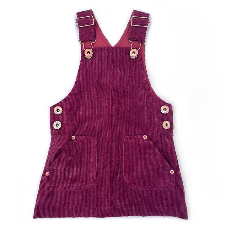 Pinafore jurk met hazelkoord - AUBERGINE voor wholesale door With Love for Kids