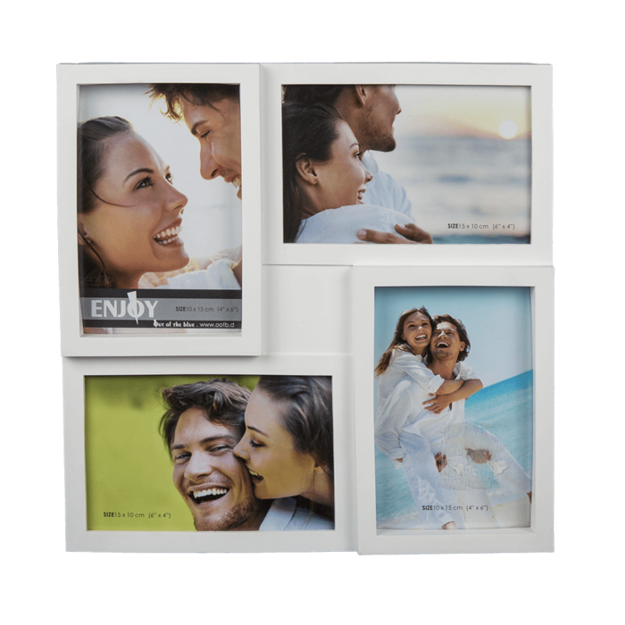 Out of the blue KG - Vendita all'ingrosso Cornice portafoto - Cornice bianca per 4 foto, circa 28 x 28 cm, in plastica2