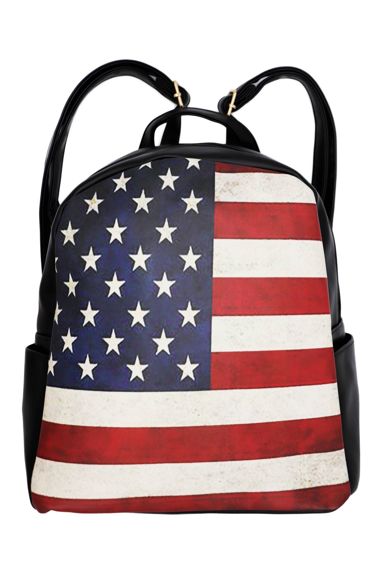 Cap Zone - Vente Sac à dos – femme - Sac à dos en cuir végétalien doux avec imprimé drapeau américain vintage15