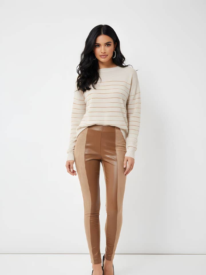 Legging Combiné Effet Cuir avec Taille Élastique - LA-290023 pour la vente par BanBat