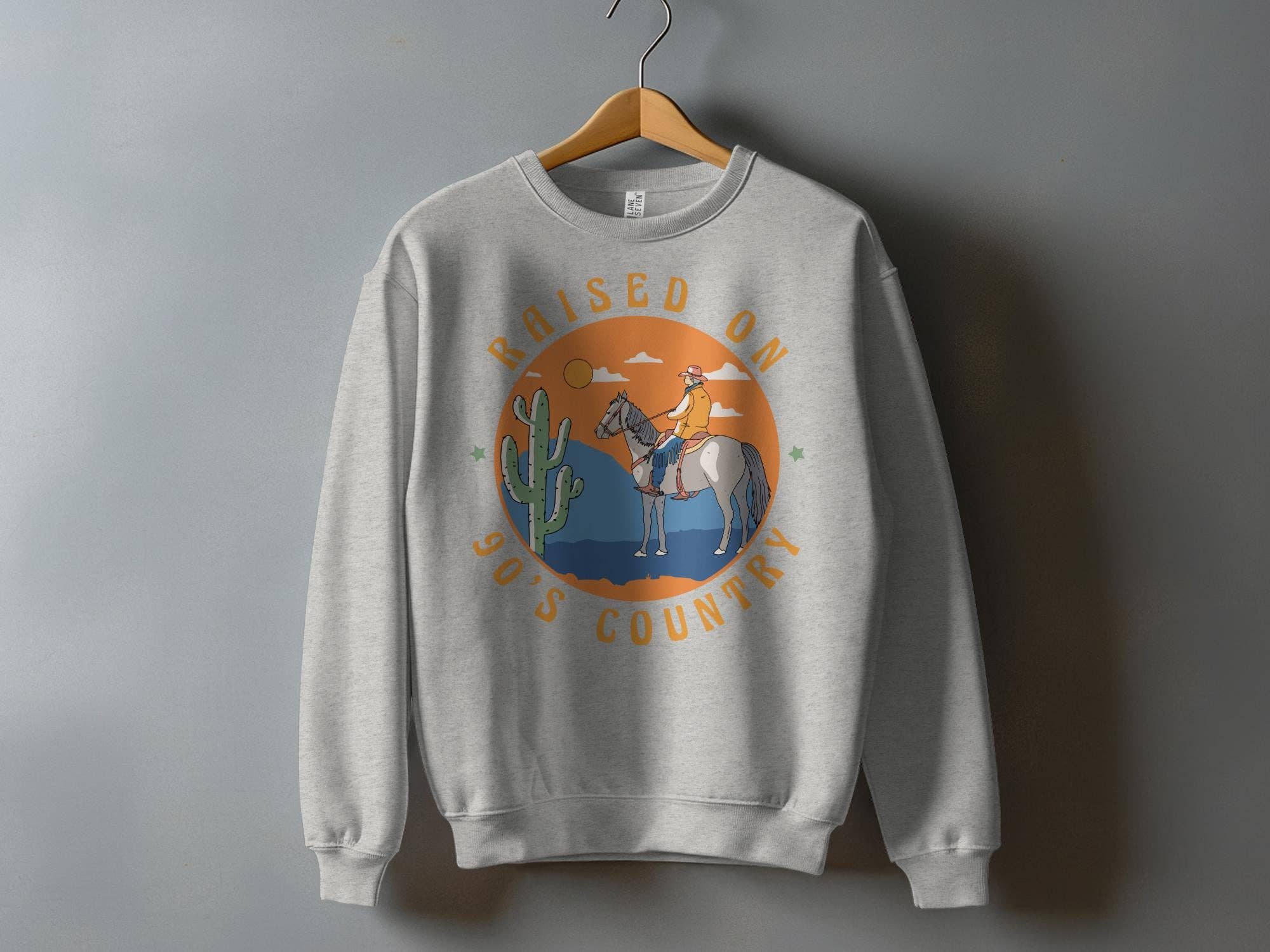 FreakyTeeFactory - Wholesale Screen Printed T-Shirt - Women's - Vintage 90's Country Raised Graphic Tee, Western Cowboy & Horse T-Shirt, Retro Style Shirt4