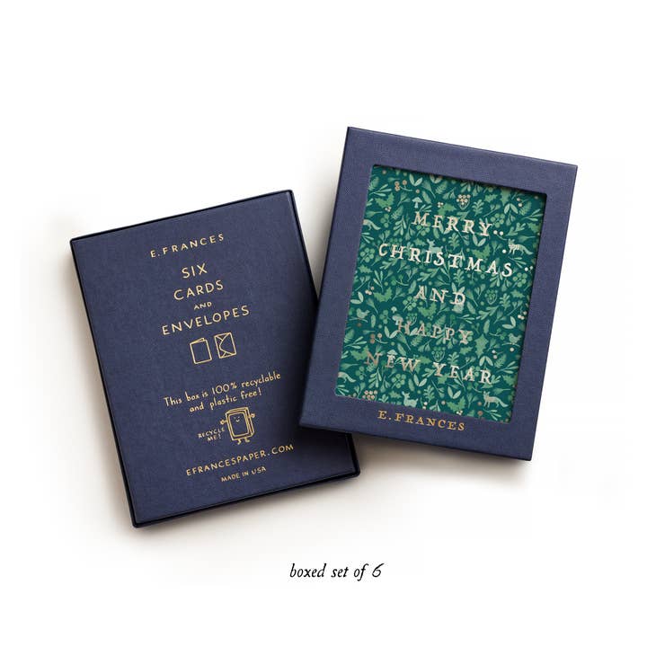 Winter Forest Christmas & New Year Boxed Set of 6 Cards for wholesale by E. Frances Paper