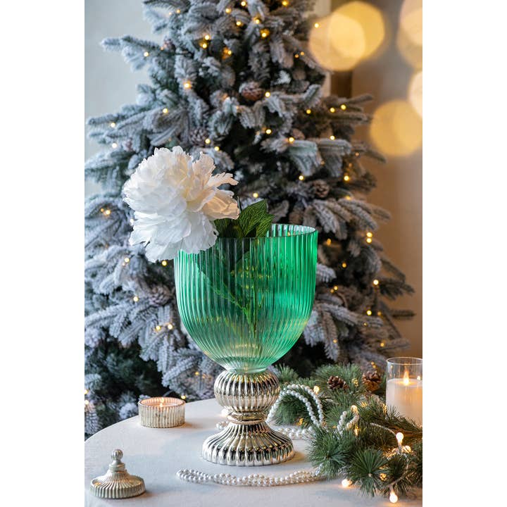 A&B Home Group Inc. - Wholesale Vase - D10.2x16" Emerald Fluted Elegance Glass Vase - Green6