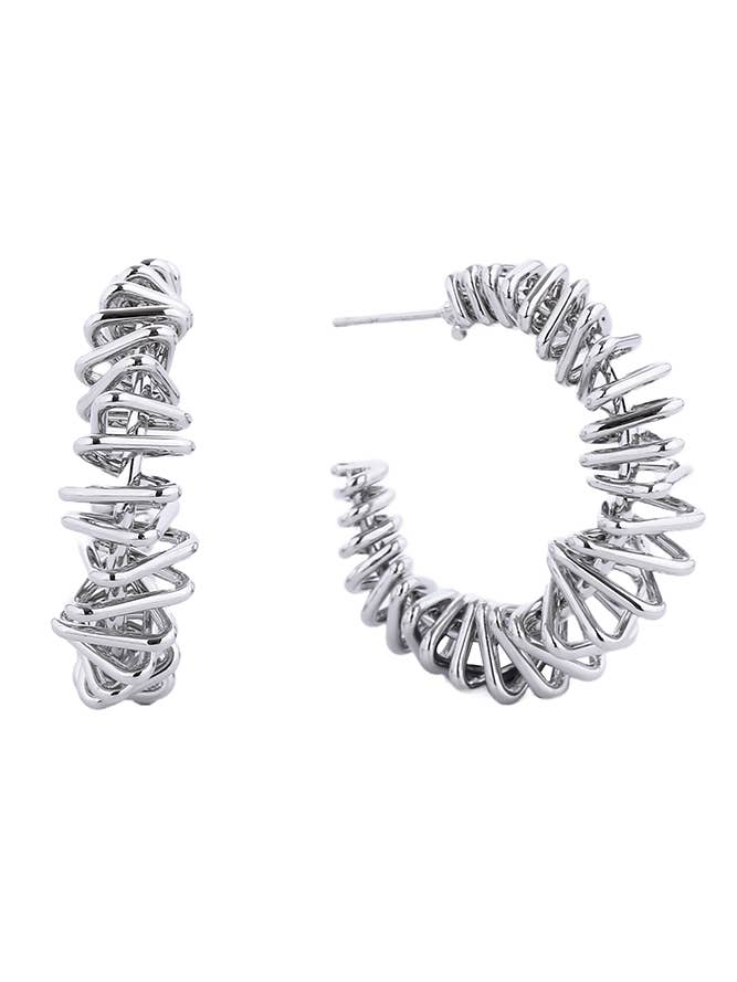 14K Gold/White Gold Dipped Post Hoop for wholesale by Hana