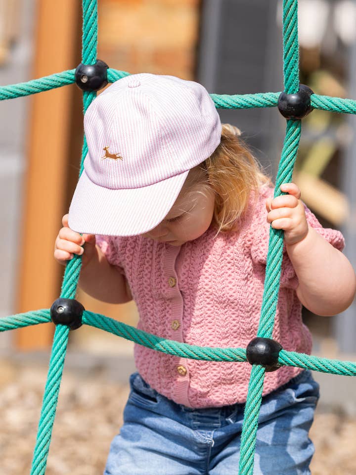 Daphne the Dog Adjustable Cap Pink Stripe for wholesale by Clara's Corner