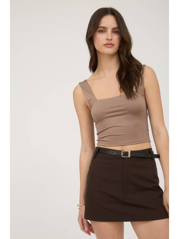 The Workshop Studio - Wholesale Knit Top - Women's - REVERSIBLE CROPPED SQUARE NECK TANK