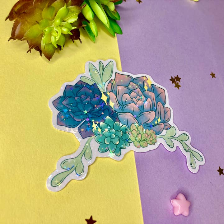Succulent Vinyl Sticker | Glittery for wholesale by The little birdee co