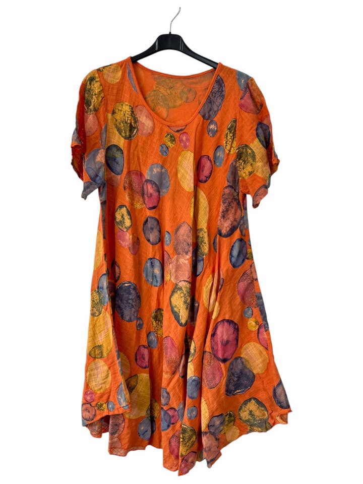 Italian Bubble Print Cotton Short Sleeve Floaty Hem Midi Dress for wholesale by Miss Bold