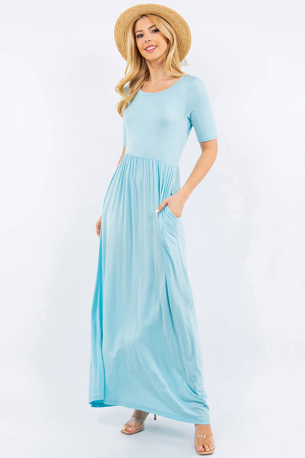 Celeste Clothing - Wholesale Dress - Women's - PLUS SIZE MODEST MAXI DRESS WITH POCKETS -CD23411T-PL3