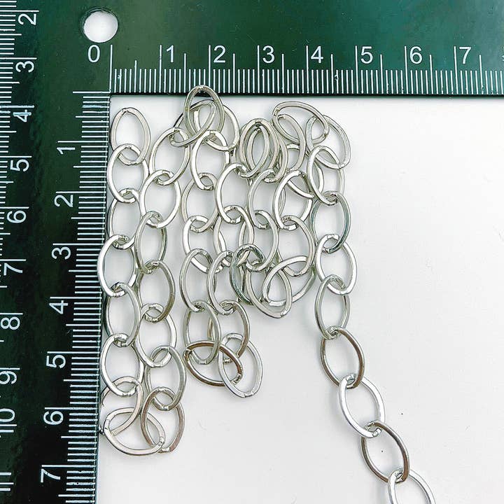 Beads Creation - Wholesale Craft Supplies - Rhodium Plated Silver Rolo Cable Chain by Foot CH007
