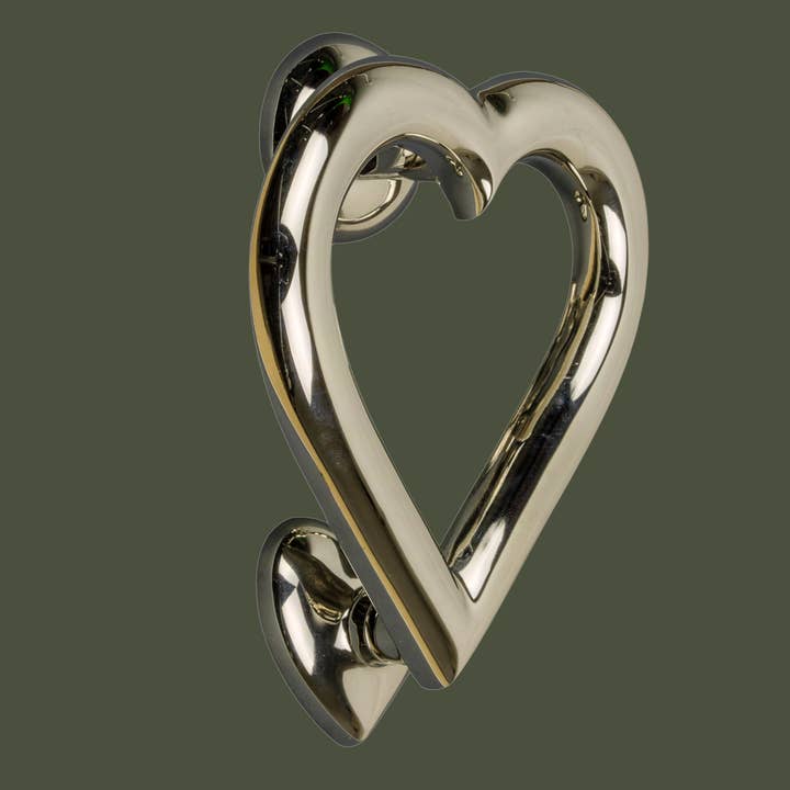 Brass Love Heart Door Knocker - Nickel Finish for wholesale by Brass bee
