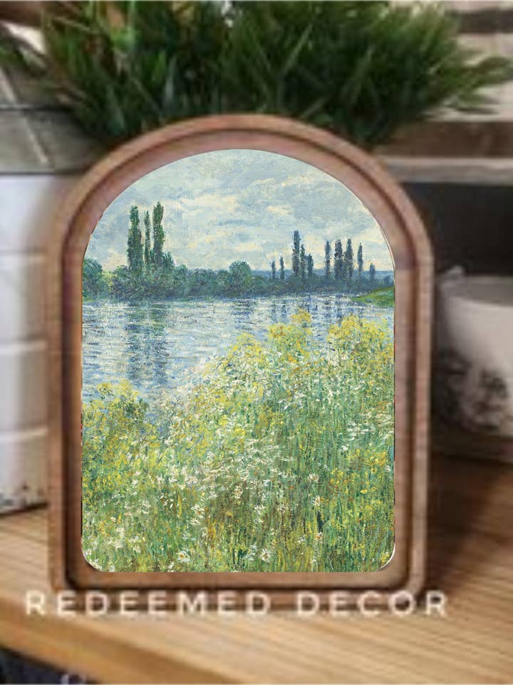 Art encadré Rivière Monet à sommet en arche pour la vente par Redeemed Decor