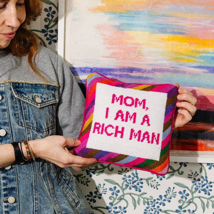 Furbish Studio - Wholesale Throw/Decorative Pillow - Cher Knows Best Needlepoint Pillow3