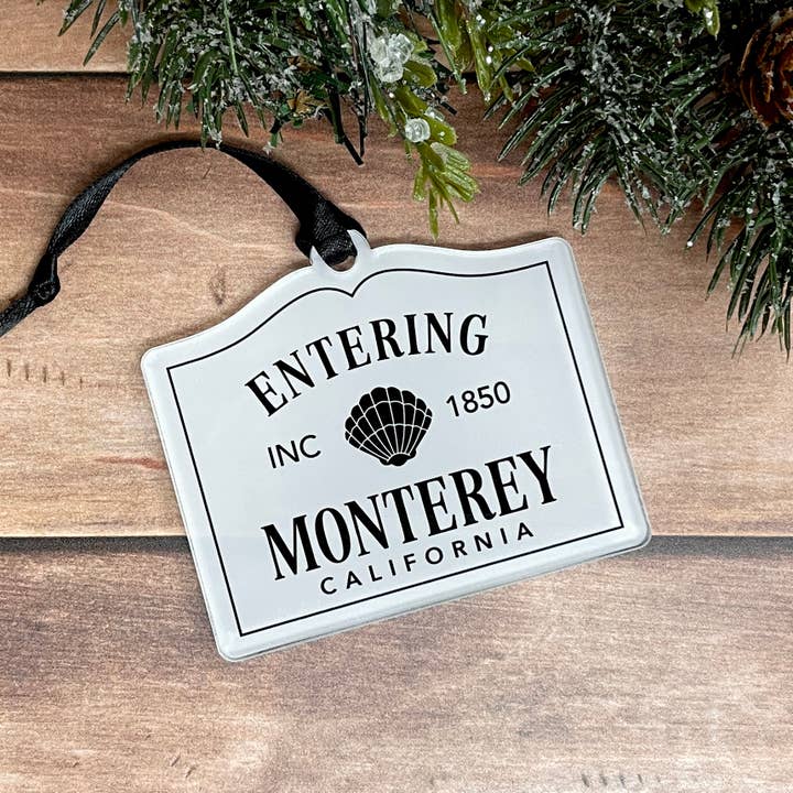 Coastal Shell Custom Entering Town Sign Christmas Ornament for wholesale by Heart & Willow Prints
