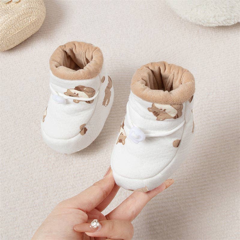 MyKids-USA® - Vente Bottines – bébé - Chaussures pour bébé antidérapantes à semelle souple pour l'automne et l'hiver avec tissu épais doublé de polaire et rembourré de coton.2