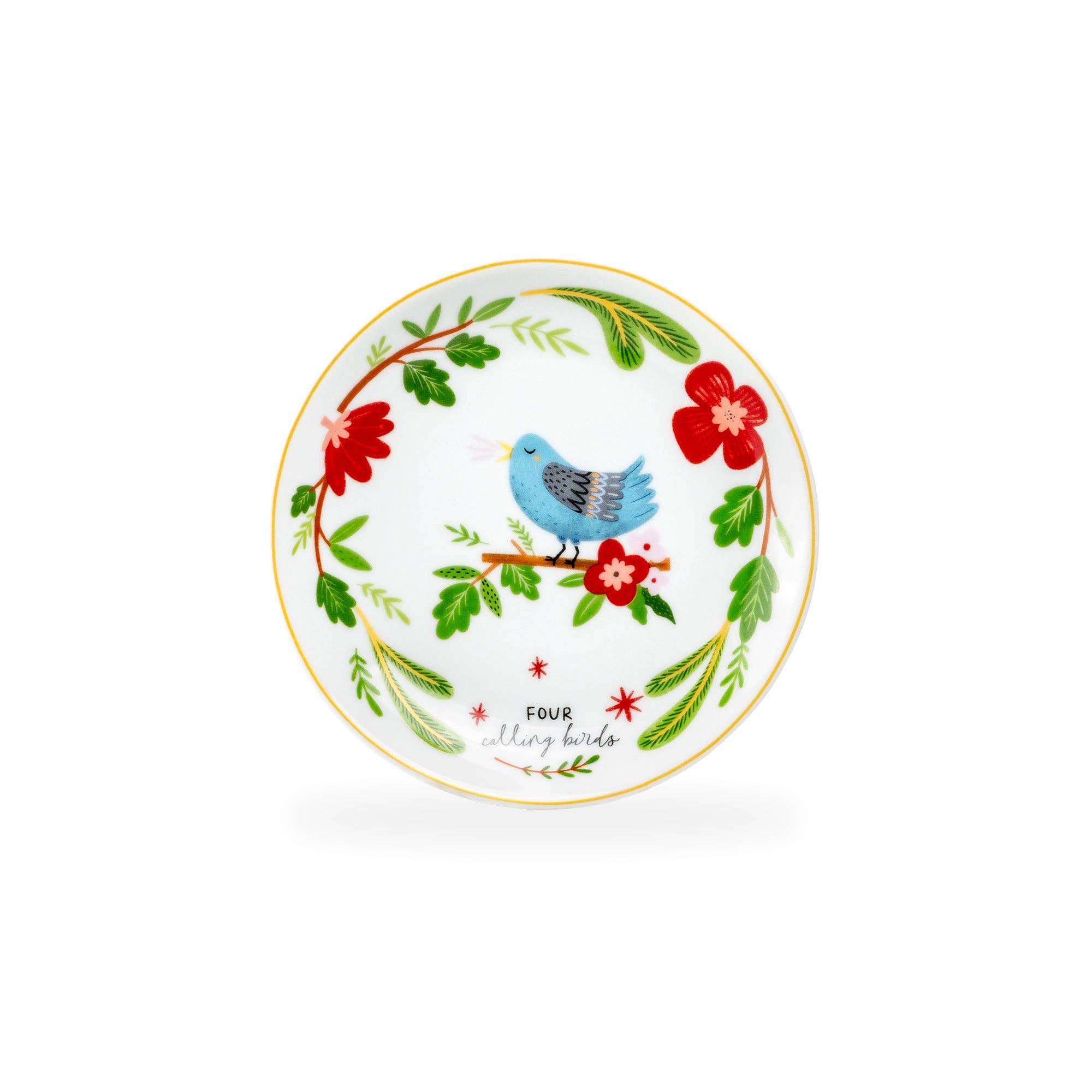 Grace Teaware - Wholesale Appetizer Serveware - 12 Days of Christmas Fine Porcelain Appetizer Plate Set - Metal Rack Version9