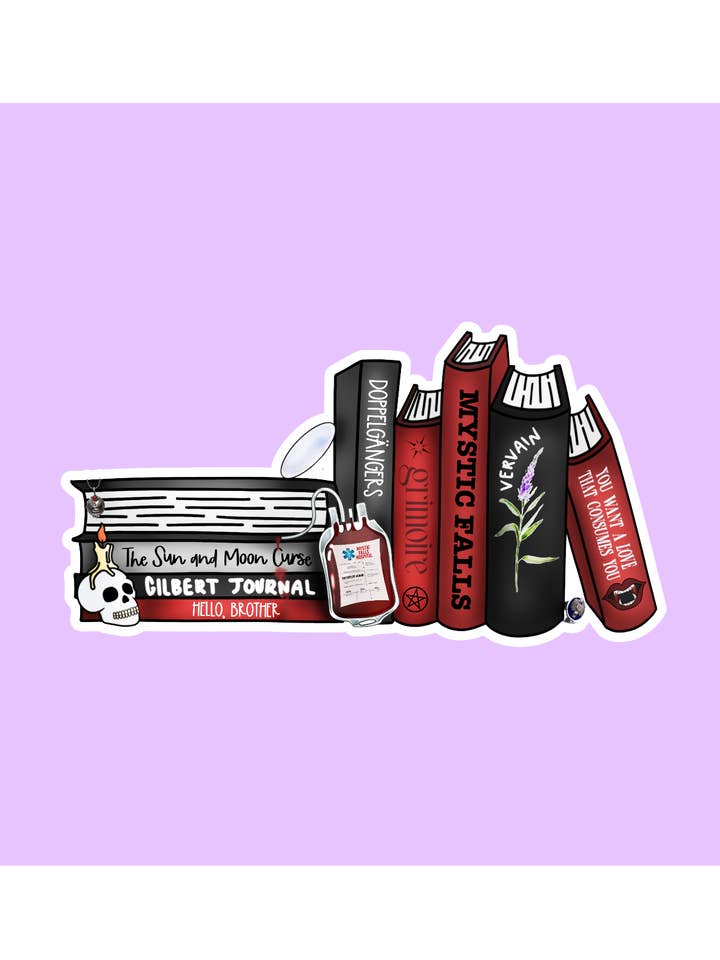 Vampire Diaries Bookstack Sticker for wholesale by Shadows of Sunshine