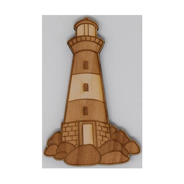 Lighthouse with Rocks Magnet for wholesale by Shore Thing Laser Engraving LLC