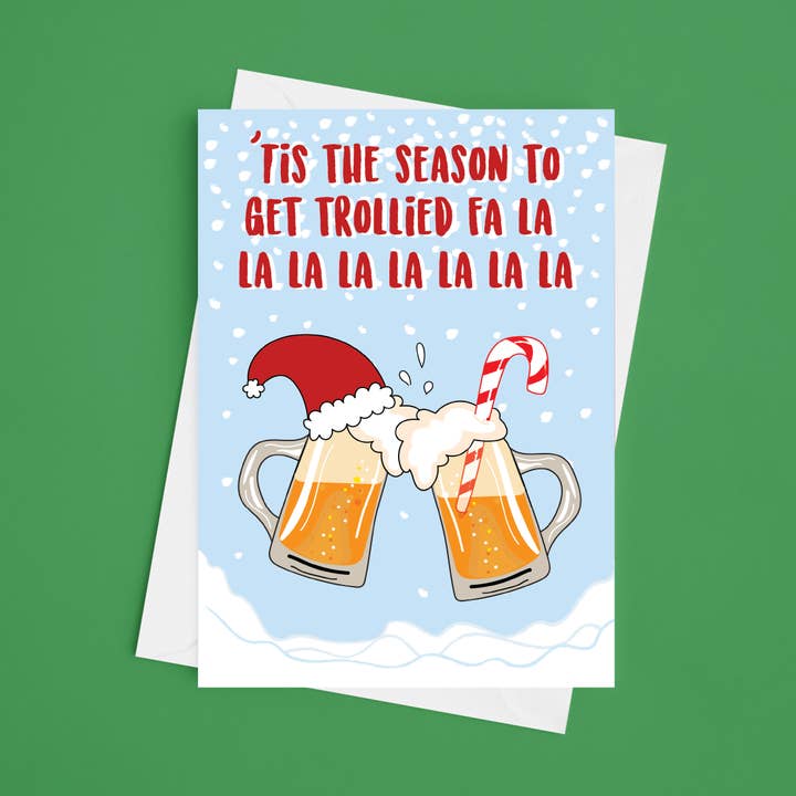 Weihnachtskarte Tis The Season To Get Trollied, 5 x 7 für den Großhandel von Laura Lonsdale