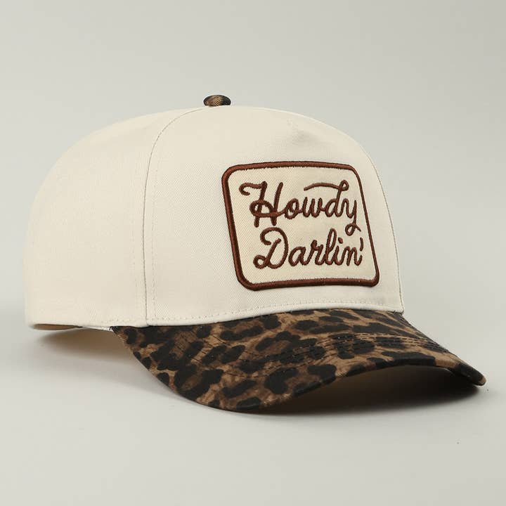Fashion City - Wholesale Trucker hat – Women’s - Howdy Darlin' Embroidered Leopard Brim Trucker Hat1